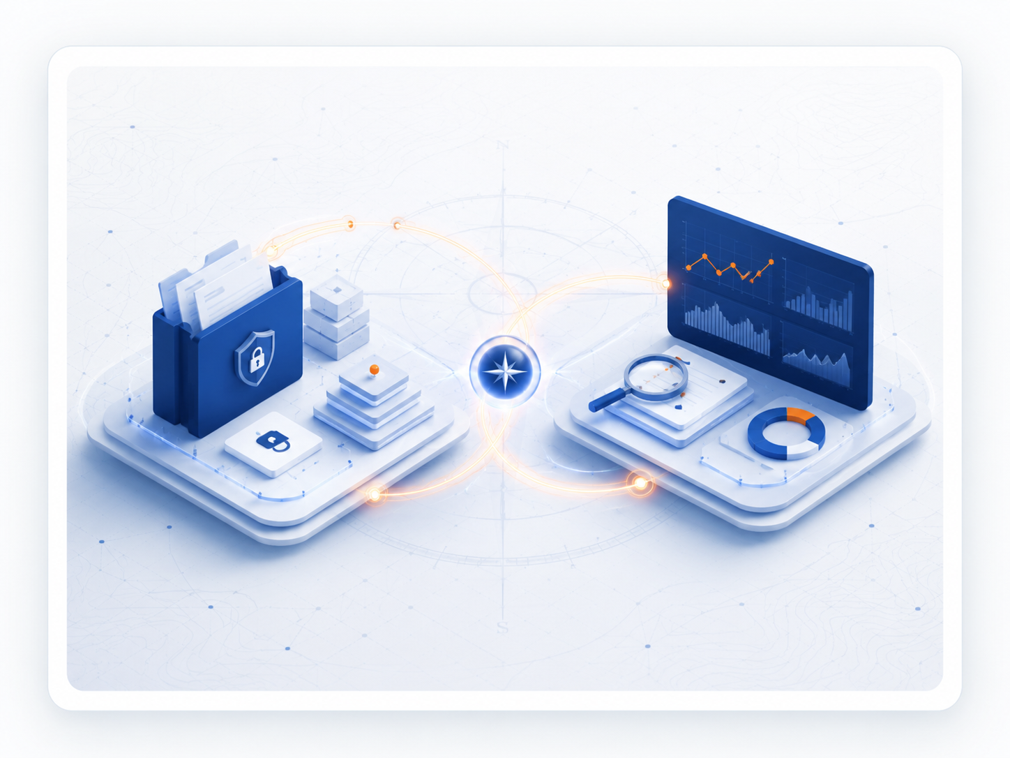 Conceptual visual showing secure project artifact preparation connected to practical signal detection and analytics.